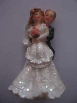 Bruidspaartje 4,5cm glitterjurk