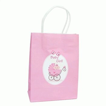 10 roze tasjes geboorte of babyshower