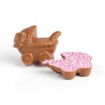 10x roze papflesjes - kinderwagen met musket