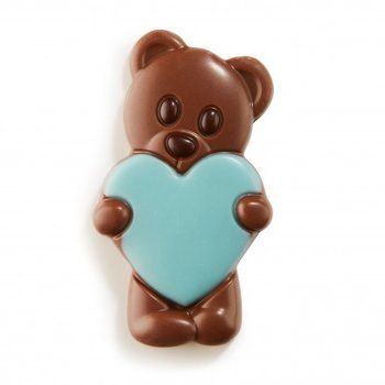 8x chocolade beer met blauw hartje
