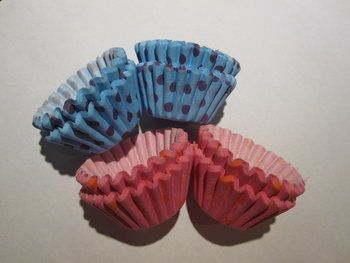 200 cupcake cups 4cm rose en blauw