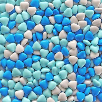 500 gram blauw en witte chocoladehartjes