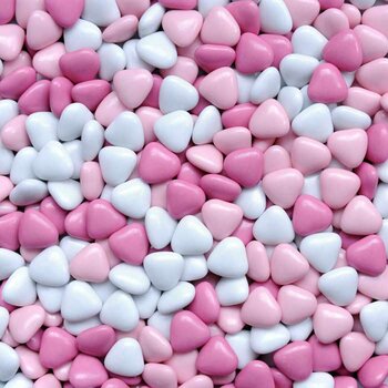 500 gram roze en witte chocoladehartjes