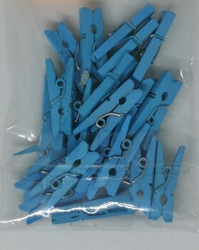 25x blauwe houten miniknijpertjes