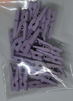 25x lila houten miniknijpertjes