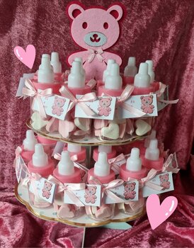 30 roze papflesjes vruchtenhartjes op etagere