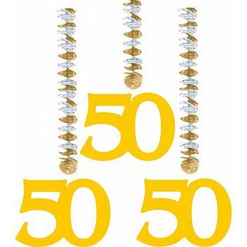 3x hang decoratie 50 jaar letters