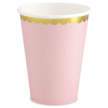 6 roze bekertjes gouden randje