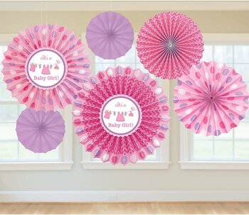 6 waaiers roze its a girl