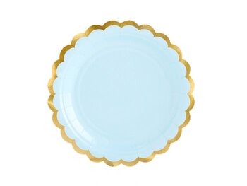 6x bordje blauw met goudrandje