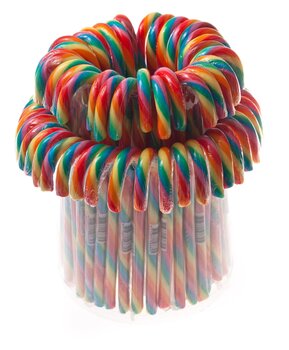 72 candy canes regenboogkleur in silo