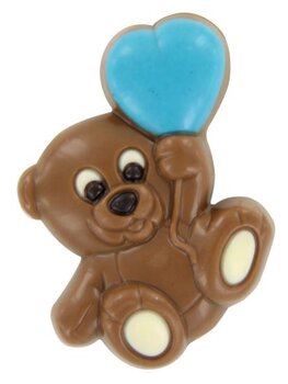 stuks chocoladebeer met blauwe hartballon 100gram
