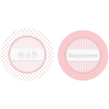 8x Bordje Babyshower-geboorte roze 18cm