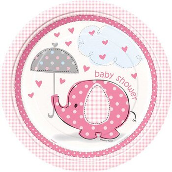 8x bordje babyshower olifant roze
