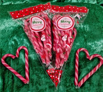 24 candy canes in punt kerst zakjes