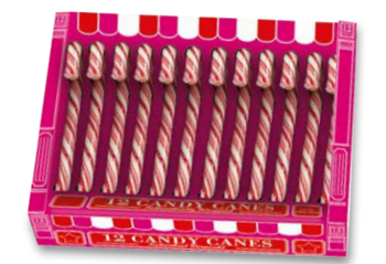 12 candy canes rood-wit in doosje