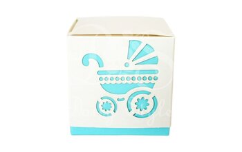 doosje kinderwagentje kubus blauw