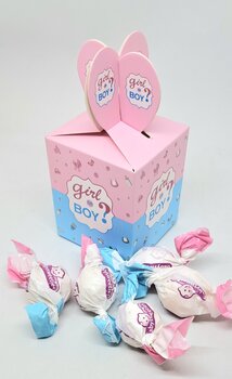 gevuld doosje gender reveal snoepjes