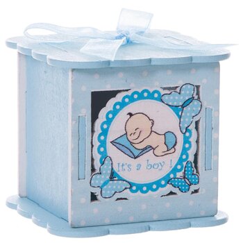 blauw doosje hout baby
