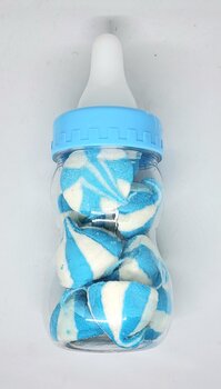 papfles spaarpot blauw met spekkenmix