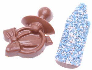 8x blauwe chocolade papflesje & speen met musket