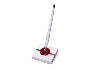 pen met penhouder rode roosjes