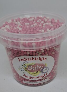 roze anijs-muisjes emmertje 325 gram