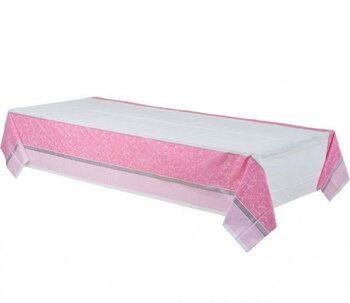 roze tafelkleed communie of doop