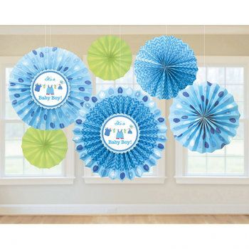 set 6 waaiers blauw its a boy