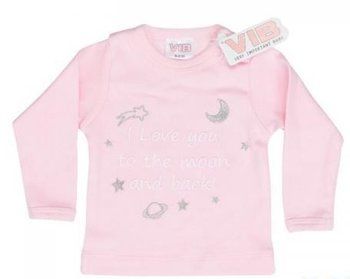 T shirt geborduurde tekst love you to the moon and back